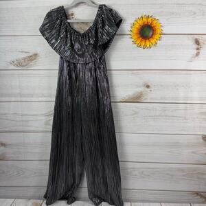 Art Class Girls Metallic Silver Pleated‎ Jumpsuit Size M (7/8) Party